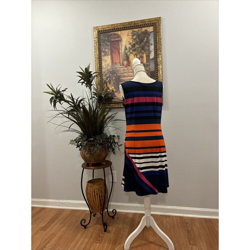 MSK Women’s Jersey Dress Size Large Striped Sundress Sleeveless Scoop Neck - Picture 4 of 8